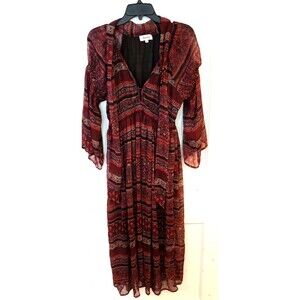 Anthropologie Revolve Boemo Long Sleeve Maxi Coral Dress Size M